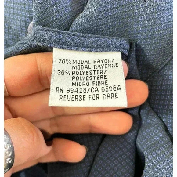 Bugatchi Uomo Men's Button Up Long Sleeve Dress Shirt Dark Blue Collared Medium - Picture 4 of 10